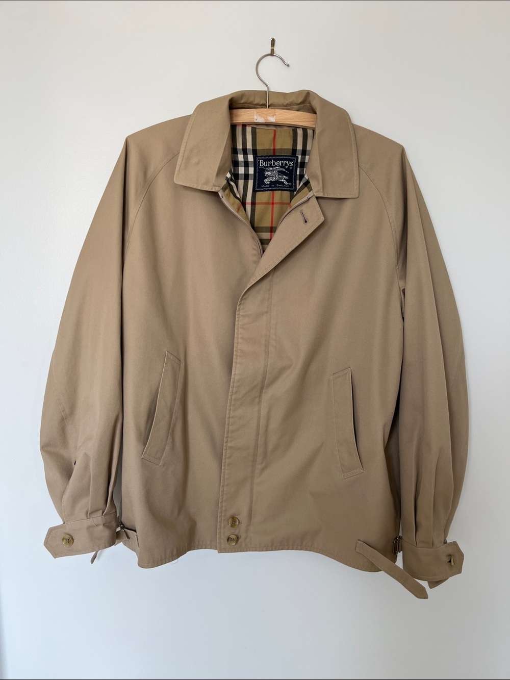 Burberry Tan Bomber Jacket with Signature Check Lining